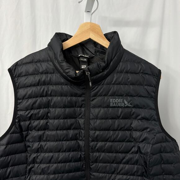 Eddie Bauer Down Vest Womens XXL Black EB650 Full Zip Pockets Puffer - Picture 2 of 9